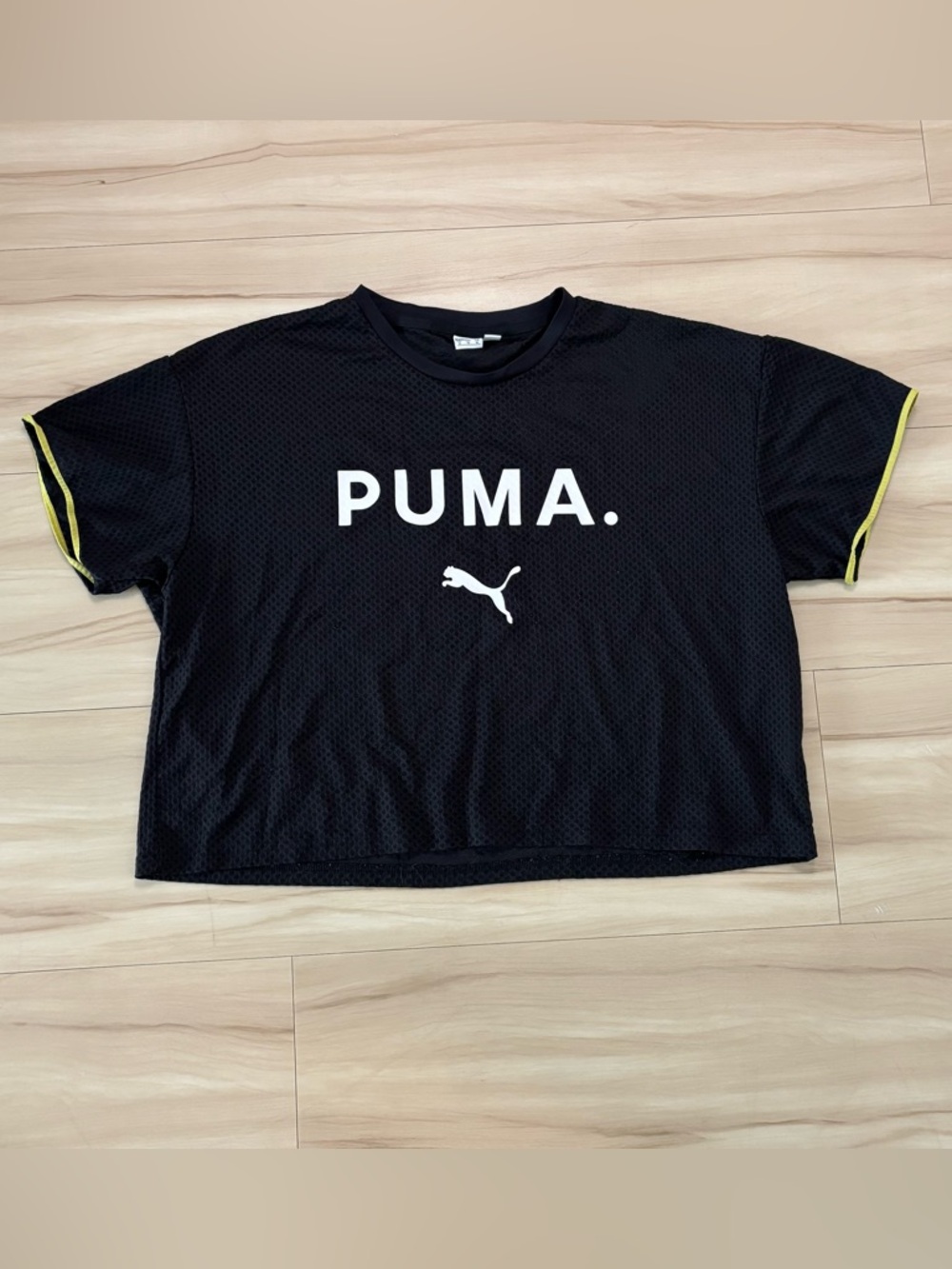 Puma Black Mesh Logo Crop Tee - Women’s XL